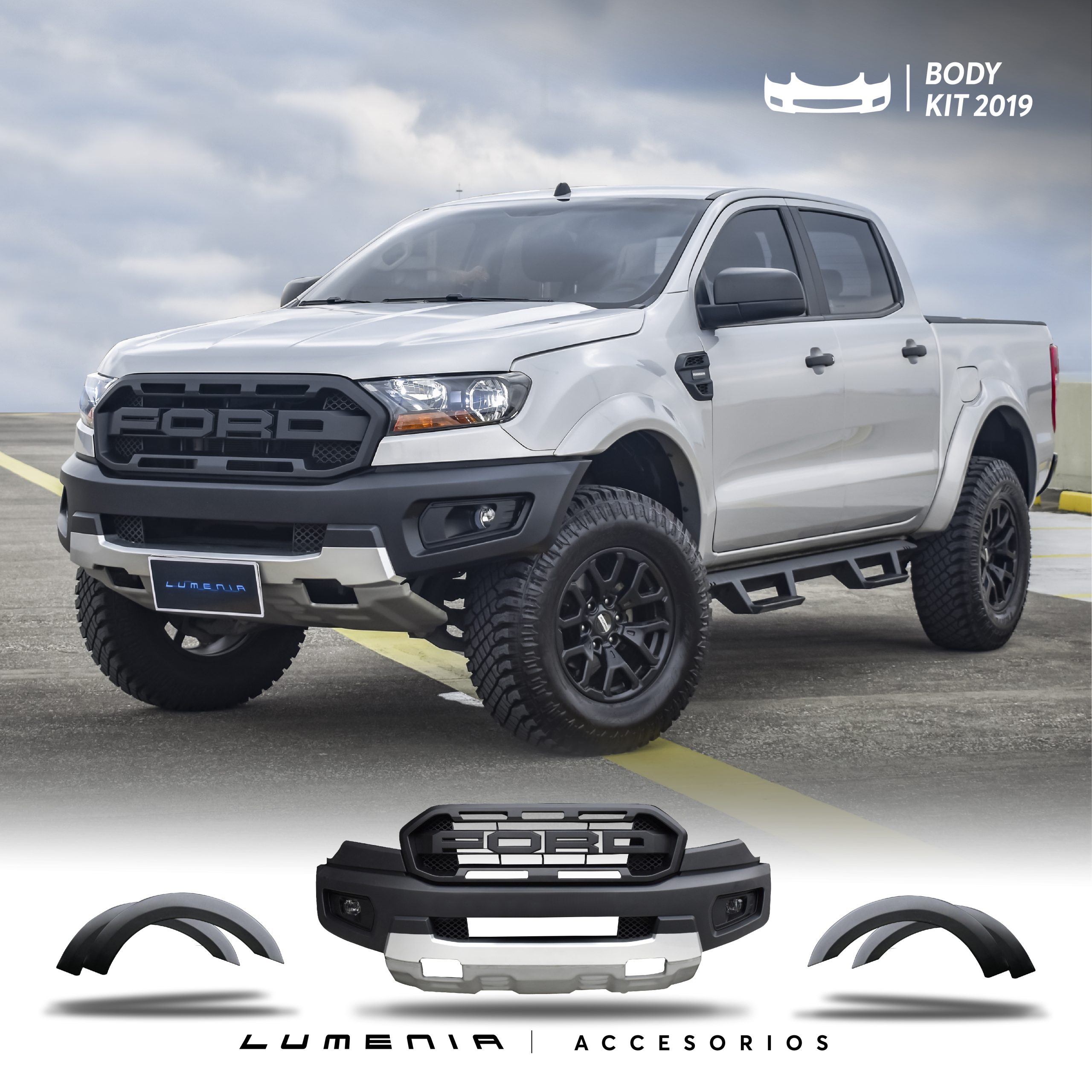 KIT RAPTOR FORD RANGER 2019 (BUMPER-GRILL-FENDER) | Lumenia
